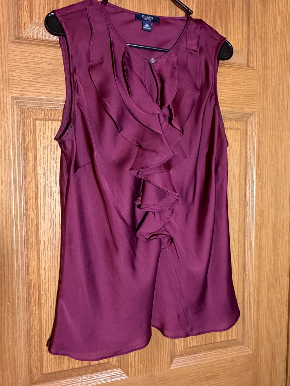 Chaps Sleeveless Ruffle-Front Camisole - Burgundy